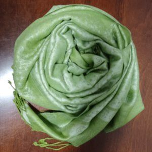 Pashmina Silk scarf Yoga Shawl Bohemian light green reversible wrap